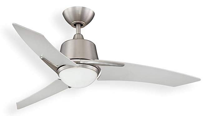 Kendal Lighting AC19544-SN Scimitar 44-Inch 3-Blade 1 Light Ceiling Fan, Satin Nickel Finish with Silver Blades and Opal White Glass Light