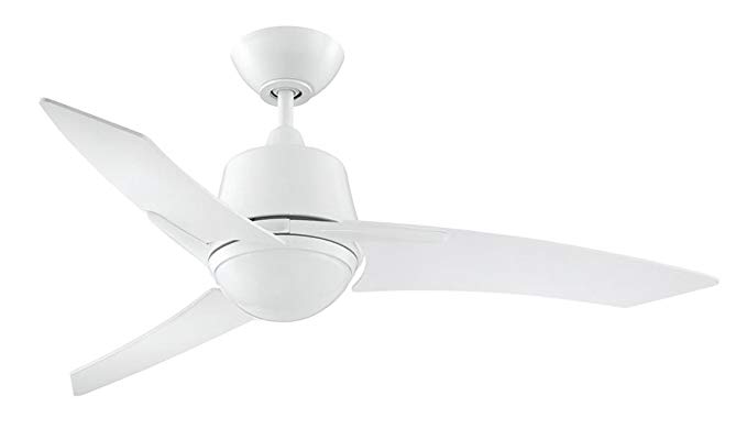 Kendal Lighting AC19544-WH Scimitar 44-Inch 3-Blade 1 Light Ceiling Fan, White Finish with Matching Blades and Opal White Glass Light