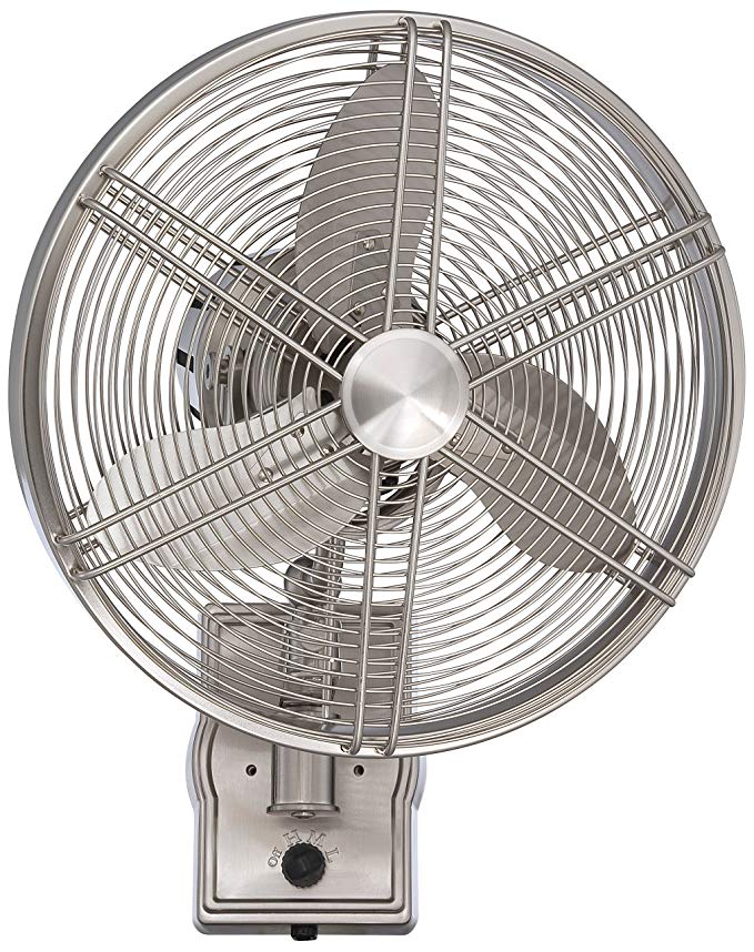Craftmade FAR14BNK3W, Faraday Brushed Polished Nickel Outdoor Wall Fan with 3 blades, 14