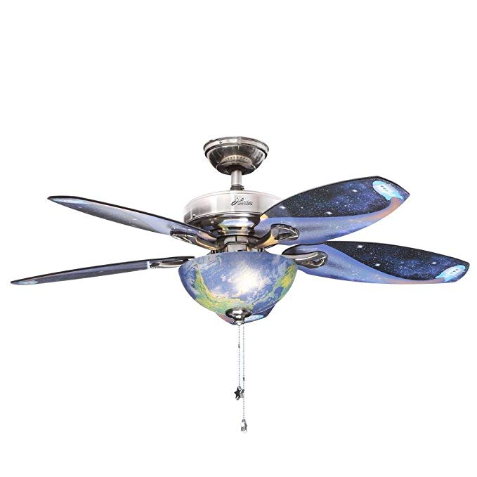 Hunter Space Discovery 48 in. Brushed Nickel Ceiling Fan with Earth Light & Moon Blades