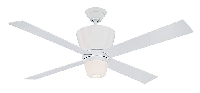 Kendal Lighting AC17652-WH Contour 52-Inch Ceiling Fan, White Finish Motor with White Blades and Integrated Light Kit