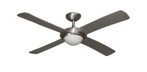 Luna Contemporary Ceiling Fan in Brushed Aluminum With Integrated Halogen Light and Remote