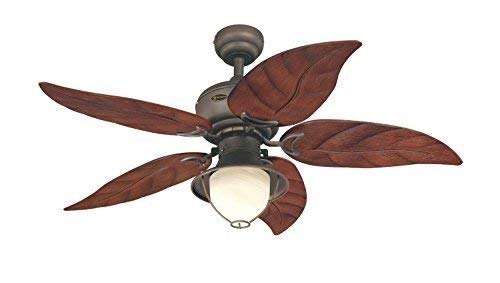 (Pack of 2) Oasis Single-Light 48-Inch Five-Blade Indoor/Outdoor Ceiling Fan, Oil Rubbed Bronze with Yellow Alabaster Glass