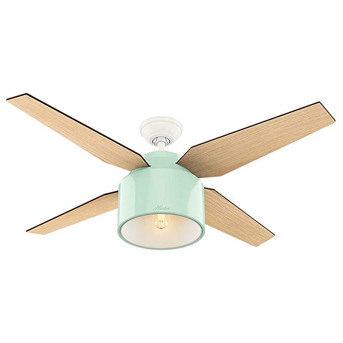 Hunter 59258 Contemporary Cranbrook Mint Ceiling Fan with Light & Remote, 52