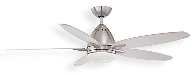 Kendal Lighting AC19452-SN Genisis 52-Inch 5-Blade 2 Light Ceiling Fan, Satin Nickel Finish with Silver Blades and Opal White Glass Light Kit