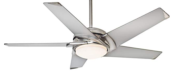 Casablanca 59094 Stealth 54-inch Brushed Nickel Ceiling Fan with Platinum Blades and Cased White Glass Light