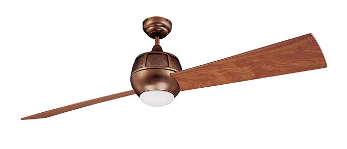 Kendal Lighting AC17260-ARB Ova 60-Inch Ceiling Fan, Architectural Bronze Finish Motor with Elmwood Blades and Integrated Light Kit