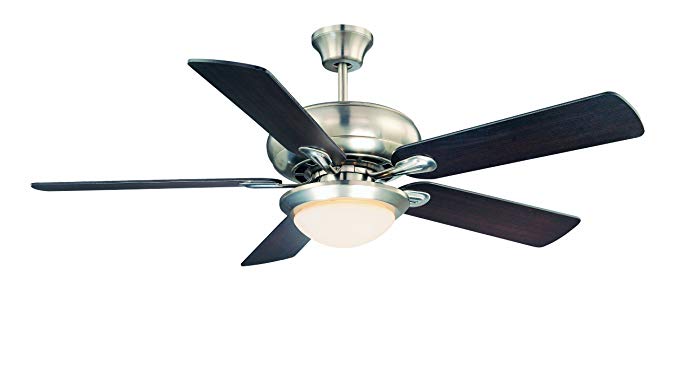 Savoy House 52-CDC-5RV-SN Sierra Madres 52-Inch Ceiling Fan, Satin Nickel Finish with Reversible White/ Chestnut Blades and White Frosted Glass