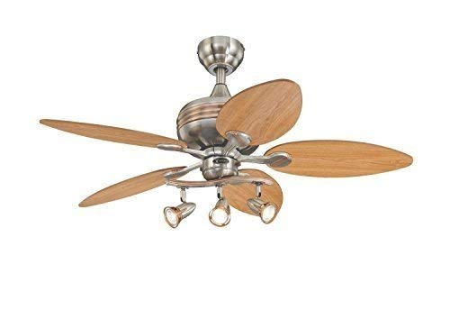 Westinghouse 7226520 Xavier 44-Inch Five-Blade Indoor Ceiling Fan with Three Spotlights, Brushed Nickel with Copper Accents - 2 Pack
