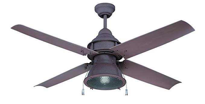 Craftmade Outdoor Ceiling Fan with CFL Light PAS52RI4 Port Arbor 4 Blade 52 Inch Wet for Patio, Rustic Iron