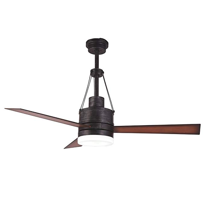 Luxurefan Modern Industrial Ceiling Fan with Light and Remote with 3 Premium Wood Leaves Mute Fan for Decoration Home Coffee Shop of 48Inch
