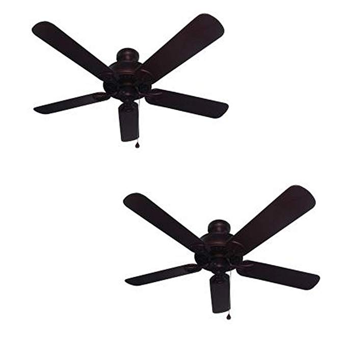 Set of 2 Harbor Breeze Calera 52-in Aged Bronze Outdoor Downrod or Flush Mount Ceiling Fan ENERGY STAR 40107