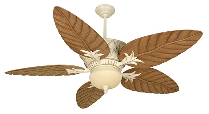 Craftmade PV52AWD Tropical Indoor / Outdoor Ceiling Fan with Downrods and Light Kit - Blades Sold Seprately, Antique Distressed White