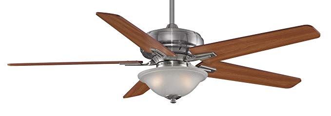 Fanimation FPD8088PW Keistone 5-Blade Ceiling Fan with DC motor and Reversible Walnut/Cherry Blades, 60-Inch, Pewter