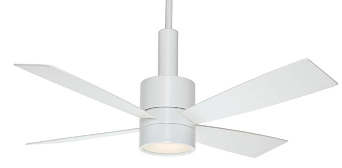 Casablanca C43G11L Bullet 54-Inch 4-Blade Single Light Ceiling Fan, Snow White with Snow White Blades and Frosted Cased White Glass Light
